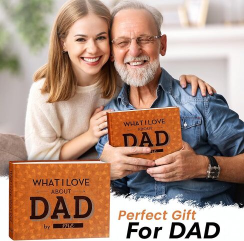 What I Love about Dad Book, Fill-in-the-Blank Leather Cover Book for Dad - Christmas Gifts for Dad from Daughter, Son, Kids - Birthday Gifts for Dad, Dad Birthday Gifts - Dad Christmas Gifts, Stocking Stuffer in Kuwait