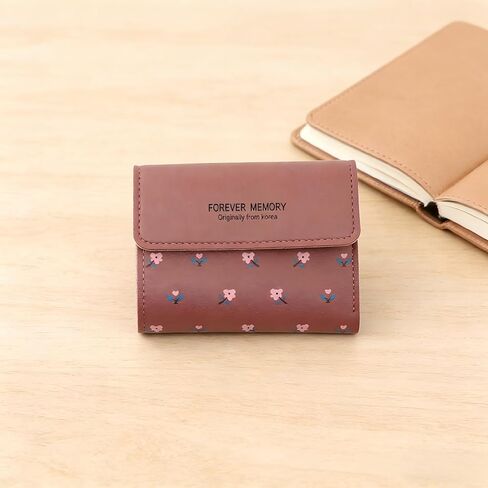 Women's Wallet, Small Trifold Wallet with Cute Flower Print Lightweight Women Card Holder(Blue) in Saudi Arabia