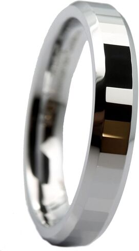 Custom Engraved White Tungsten Carbide 4mm Polished Center Tiled Wedding Band Ring in Saudi Arabia