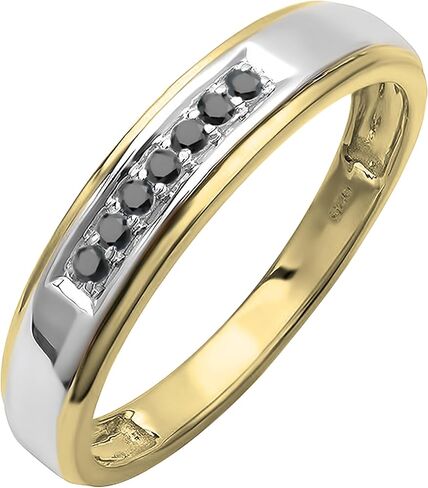 Dazzlingrock Collection Round Gemstone or Diamond Seven Stone Men's Wedding Band in 18K Yellow Gold Plated Sterling Silver in Saudi Arabia
