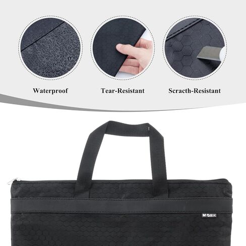 M&G 12x15 in Large Zipper Pouch with Handle, A4 Foldable Lightweight Waterproof Oxford Document Storage Bag, File Organizer for Office Travel Books Papers Filing Folder – 1 Pack (Black) in Saudi Arabia