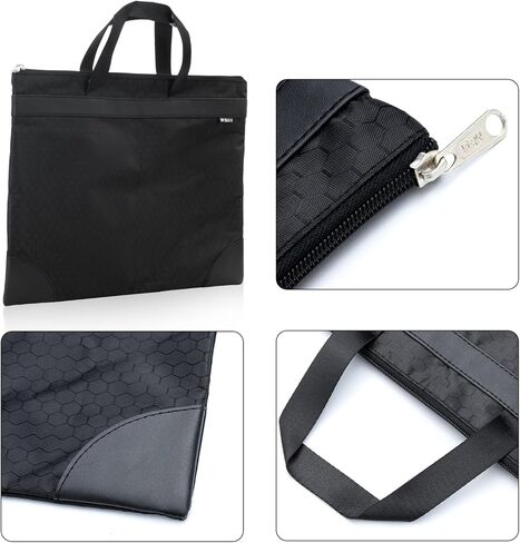 M&G 12x15 in Large Zipper Pouch with Handle, A4 Foldable Lightweight Waterproof Oxford Document Storage Bag, File Organizer for Office Travel Books Papers Filing Folder – 1 Pack (Black) in Saudi Arabia
