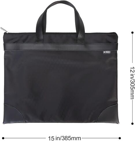 M&G 12x15 in Large Zipper Pouch with Handle, A4 Foldable Lightweight Waterproof Oxford Document Storage Bag, File Organizer for Office Travel Books Papers Filing Folder – 1 Pack (Black) in Saudi Arabia