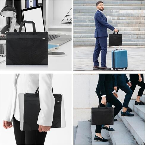 M&G 12x15 in Large Zipper Pouch with Handle, A4 Foldable Lightweight Waterproof Oxford Document Storage Bag, File Organizer for Office Travel Books Papers Filing Folder – 1 Pack (Black) in Saudi Arabia