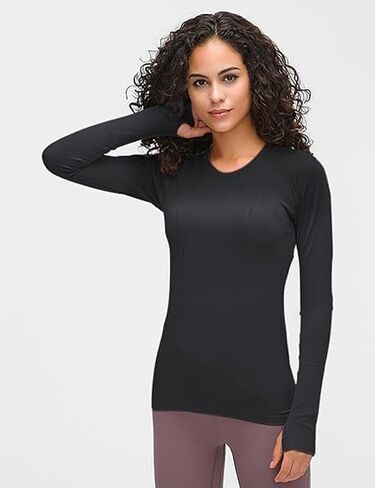 Women's Workout Tops Long Sleeve Shirts Yoga Sports Breathable Gym Athletic Top Slim Fit in Saudi Arabia