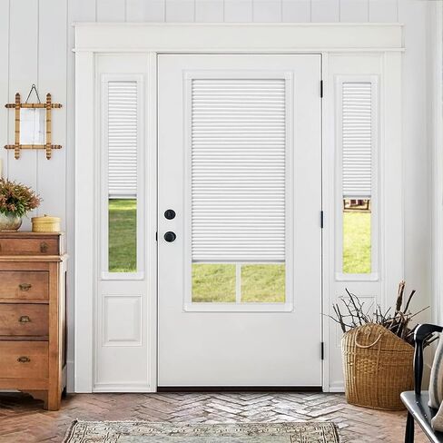 ستائر أبواب التعتيم من ACMEART مقاس 21 × ارتفاع 63 بوصة، ستائر نافذة مخفية معزولة حراريًا للخصوصية، ظلال خلوية للباب الأمامي الفرنسي (أبيض) in Kuwait