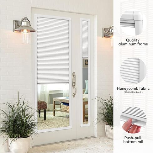 ستائر أبواب التعتيم من ACMEART مقاس 21 × ارتفاع 63 بوصة، ستائر نافذة مخفية معزولة حراريًا للخصوصية، ظلال خلوية للباب الأمامي الفرنسي (أبيض) in Kuwait