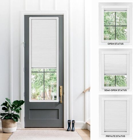 ستائر أبواب التعتيم من ACMEART مقاس 21 × ارتفاع 63 بوصة، ستائر نافذة مخفية معزولة حراريًا للخصوصية، ظلال خلوية للباب الأمامي الفرنسي (أبيض) in Kuwait
