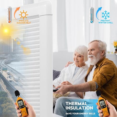 ستائر أبواب التعتيم من ACMEART مقاس 21 × ارتفاع 63 بوصة، ستائر نافذة مخفية معزولة حراريًا للخصوصية، ظلال خلوية للباب الأمامي الفرنسي (أبيض) in Kuwait