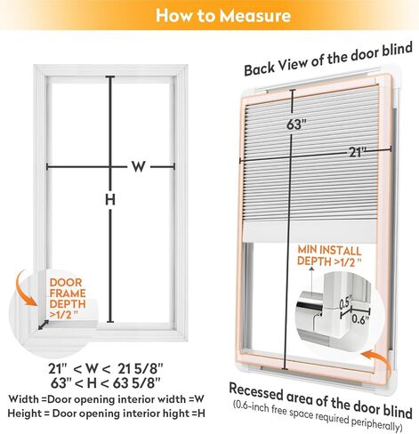 ستائر أبواب التعتيم من ACMEART مقاس 21 × ارتفاع 63 بوصة، ستائر نافذة مخفية معزولة حراريًا للخصوصية، ظلال خلوية للباب الأمامي الفرنسي (أبيض) in Kuwait