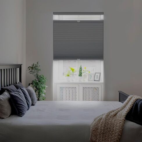 DEZ FURNISHINGS بدون أسلاك مقاس 1.5 بوصة، ظلة خلوية معتمة من أعلى إلى أسفل إلى أعلى، موفر للطاقة، 70 بوصة عرض × 64 بوصة ارتفاع، رمادي مرساة in Kuwait