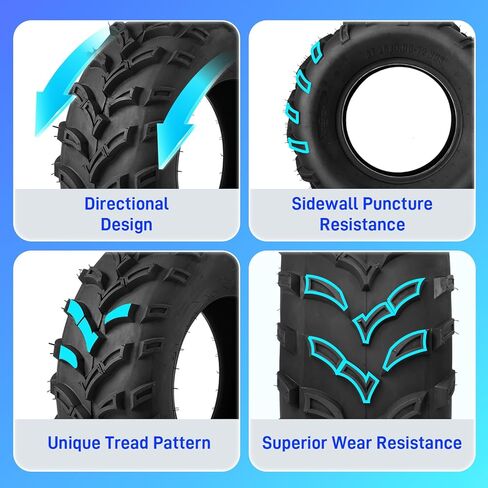 TRIBLE SIX 26x9-12 & 26x11-12 ATV UTV Tires,6 PR All-Terrain Tires 26x9x12 26x11x12 for Sand Mud Trail,Directional Tread,Tubeless (Pack of 4) in Saudi Arabia