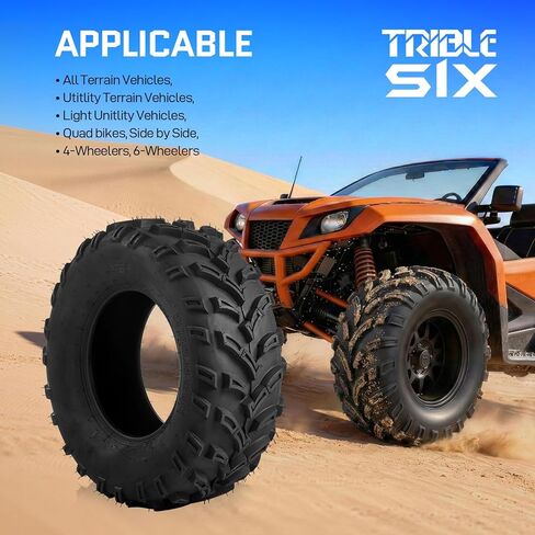 TRIBLE SIX 26x9-12 & 26x11-12 ATV UTV Tires,6 PR All-Terrain Tires 26x9x12 26x11x12 for Sand Mud Trail,Directional Tread,Tubeless (Pack of 4) in Saudi Arabia