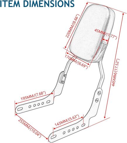 Passenger Sissy Bar Rear Backrest Pad Compatible with Harley Davidson Nightster RH975 Special RH975S 2022 2023 2024 2025, Black in Saudi Arabia