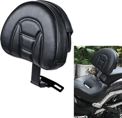 Astra Depot Motorcycle Adjustable Driver Rider Backrest Black PU with Pocket Compatible with Harley Heritage Softail Fatboy 2007-2017 in Saudi Arabia
