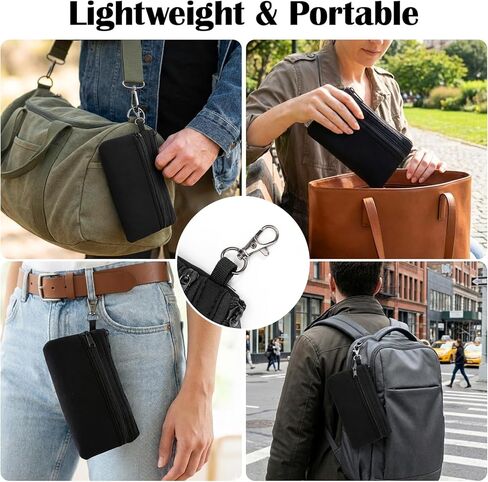 حافظة نظارات مزدوجة للنساء والرجال، حافظة نظارات ناعمة خفيفة الوزن من النيوبرين المحمولة، أزواج متعددة مع خطاف تعليق معدني بسحاب للإغلاق in Kuwait