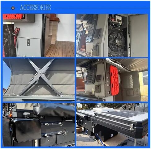 TP03 غطاء سرير الشاحنة الألومنيوم المظلة العربة متوافق مع Hilux متوافق مع Tacoma F150 Hard Camper Shell Pickup Camper Trailer مع الرف in Kuwait