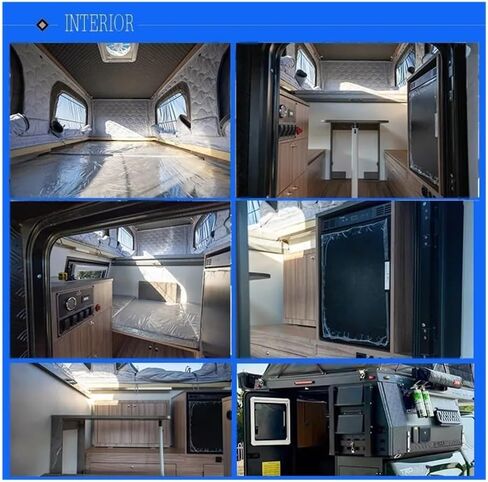 TP03 غطاء سرير الشاحنة الألومنيوم المظلة العربة متوافق مع Hilux متوافق مع Tacoma F150 Hard Camper Shell Pickup Camper Trailer مع الرف in Kuwait