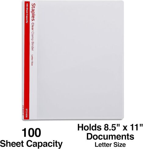 Staples Clear Clamp Binder – Punchless Report Cover for Presentations and Documents in Saudi Arabia