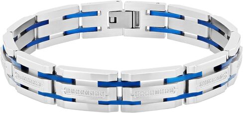 Men's Stainless Steel Blue Bracelet 8.5 Inches Fashion Accessory in Saudi Arabia