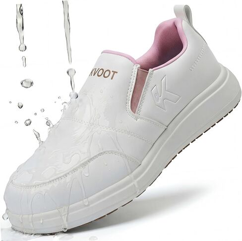 Slip-On Waterproof Non-Slip Wide Width Shoes for Women with Arch Support, Oil Resistant Lightweight Work Sneakers for Kitchen, Restaurant, Chefs, Food Service & Nursing Staff in Saudi Arabia