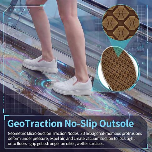 Slip-On Waterproof Non-Slip Wide Width Shoes for Women with Arch Support, Oil Resistant Lightweight Work Sneakers for Kitchen, Restaurant, Chefs, Food Service & Nursing Staff in Saudi Arabia