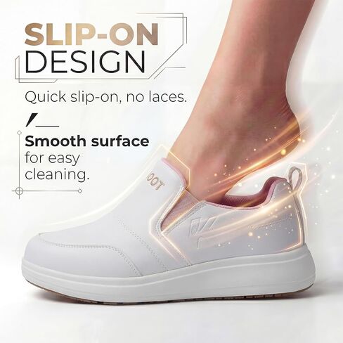 Slip-On Waterproof Non-Slip Wide Width Shoes for Women with Arch Support, Oil Resistant Lightweight Work Sneakers for Kitchen, Restaurant, Chefs, Food Service & Nursing Staff in Saudi Arabia