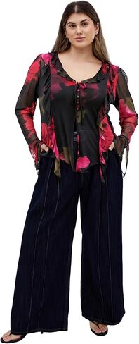 City Chic Women's Top-Vivid Mesh Print in Saudi Arabia