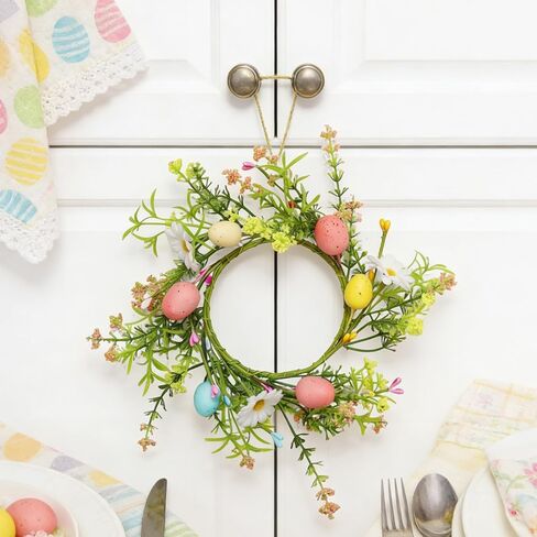 4 Pack Easter Egg Candle Rings Wreath with Daisy Flower Spring Egg and Pastel Pip Berry Candle Rings Holder Wreaths 4" Center for Holiday Home Kitchen Cabinet Table Centerpiece Decor in Kuwait