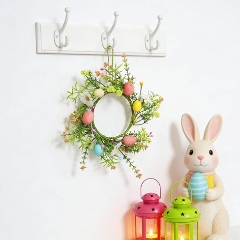4 Pack Easter Egg Candle Rings Wreath with Daisy Flower Spring Egg and Pastel Pip Berry Candle Rings Holder Wreaths 4" Center for Holiday Home Kitchen Cabinet Table Centerpiece Decor in Kuwait