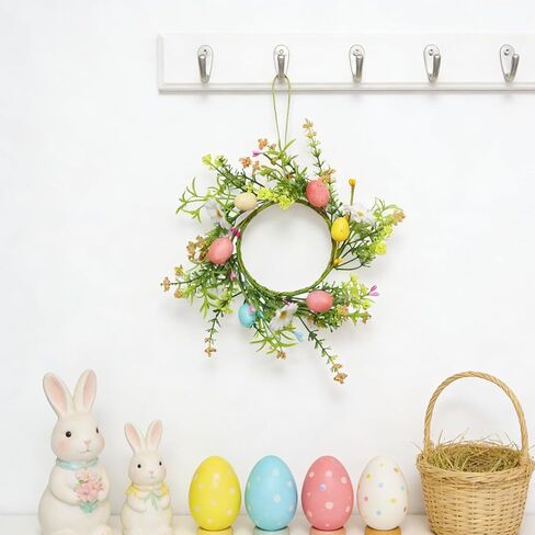 4 Pack Easter Egg Candle Rings Wreath with Daisy Flower Spring Egg and Pastel Pip Berry Candle Rings Holder Wreaths 4" Center for Holiday Home Kitchen Cabinet Table Centerpiece Decor in Kuwait