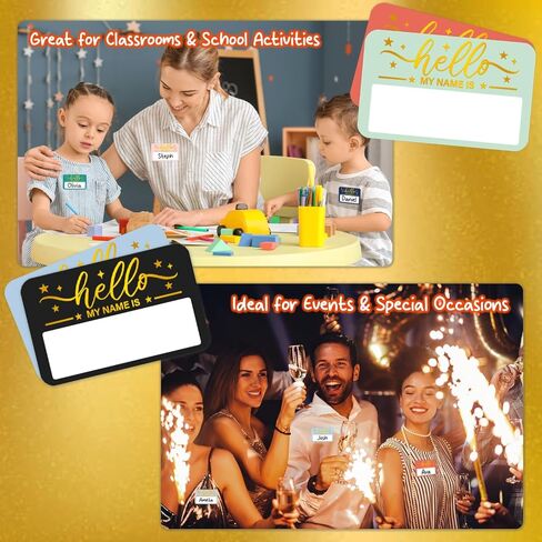 GRITKULTURE Gold Name Tag Stickers 120 Pcs Hello My Name is Stickers 3.2 inch x 2.5inch Gold Foil Adhesive Nametags Name Labels for School Classroom, Meeting, Conferences, Office & Christmas Holidays in Saudi Arabia