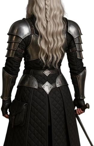 Medieval Knight Brave Lady Armor Pauldron Set Gorget Arm Bracers With Tasset-Female Armor Breastplate-Perfect For Renaissance, LARP, Cosplay, Fantasy & Ren-fair Halloween Party Costume Gift For Women in Saudi Arabia