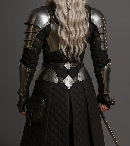 Medieval Knight Brave Lady Armor Pauldron Set Gorget Arm Bracers With Tasset-Female Armor Breastplate-Perfect For Renaissance, LARP, Cosplay, Fantasy & Ren-fair Halloween Party Costume Gift For Women in Saudi Arabia
