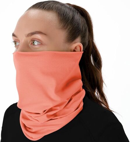 قناع رقبة صيفي من القطن العضوي المسامي للرجال والنساء للحماية من الأشعة فوق البنفسجية - وشاح للوجه للأنشطة الخارجية (مرجاني حي، متوسط، عبوتان) in Kuwait