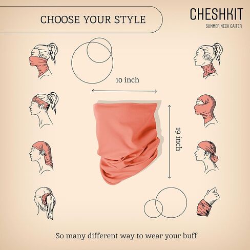 قناع رقبة صيفي من القطن العضوي المسامي للرجال والنساء للحماية من الأشعة فوق البنفسجية - وشاح للوجه للأنشطة الخارجية (مرجاني حي، متوسط، عبوتان) in Kuwait