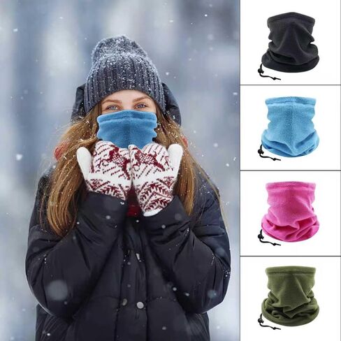 4PCSWinter Drawstring Headscarf Fleece Sweat Absorbent Neck Gaiter Windproof Cold Weather Scarf for Men and Women in Saudi Arabia