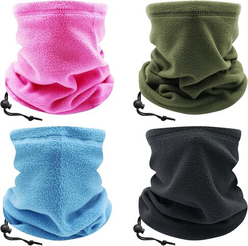 4PCSWinter Drawstring Headscarf Fleece Sweat Absorbent Neck Gaiter Windproof Cold Weather Scarf for Men and Women in Saudi Arabia