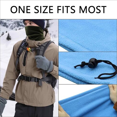 4PCSWinter Drawstring Headscarf Fleece Sweat Absorbent Neck Gaiter Windproof Cold Weather Scarf for Men and Women in Saudi Arabia