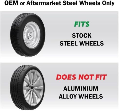 Universal Hubcaps for Steel Wheels, Snap-On Wheel Covers with Adjustable Steel Retaining Ring, Durable ABS, Patent Design (Glossy Black, 15-inch) in Kuwait