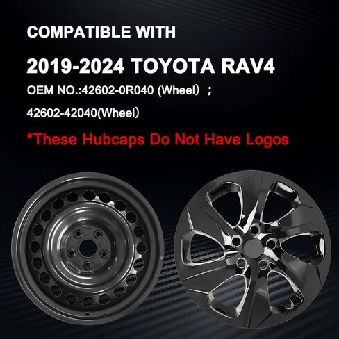 أغطية المحور متوافقة مع Toyota RAV4 2019-2024؛ أغطية عجلات مقاس 17 بوصة؛ مجموعة من 4 عبوات (أسود لامع) in Kuwait