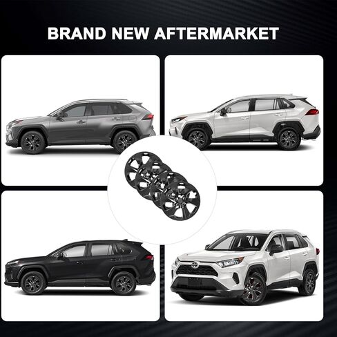 أغطية المحور متوافقة مع Toyota RAV4 2019-2024؛ أغطية عجلات مقاس 17 بوصة؛ مجموعة من 4 عبوات (أسود لامع) in Kuwait