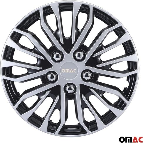 أغطية محور OMAC فضية وسوداء مقاس 15 بوصة، مجموعة من 4 قطع، Tapas para Rines 15، أغطية عجلات ممتازة مقاس 15 بوصة، مجموعة أغطية حافة R15، ملحقات خارجية بديلة متينة للسيارة in Kuwait