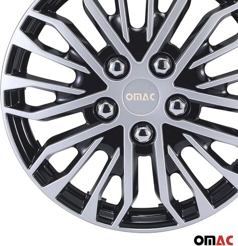 أغطية محور OMAC فضية وسوداء مقاس 15 بوصة، مجموعة من 4 قطع، Tapas para Rines 15، أغطية عجلات ممتازة مقاس 15 بوصة، مجموعة أغطية حافة R15، ملحقات خارجية بديلة متينة للسيارة in Kuwait
