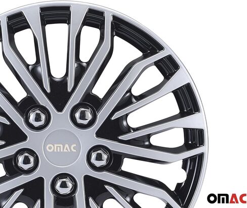 أغطية محور OMAC فضية وسوداء مقاس 15 بوصة، مجموعة من 4 قطع، Tapas para Rines 15، أغطية عجلات ممتازة مقاس 15 بوصة، مجموعة أغطية حافة R15، ملحقات خارجية بديلة متينة للسيارة in Kuwait