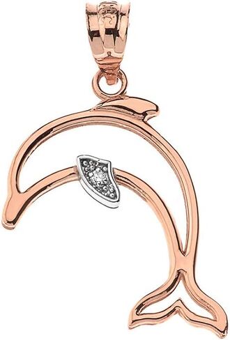 Claddagh Gold Solitaire Diamond Jumping Dolphin Outline Charm Pendant in Saudi Arabia
