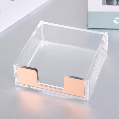 Sticky Note Holder, Gold Clear Acrylic Note Pad Holders Sticky Notes Dispenser Memo Dispenser Case for Desk Office School Aesthetic Supplies Accessories (Rose Gold) in Saudi Arabia