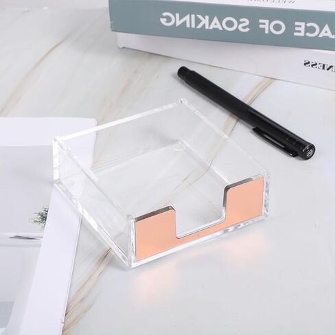 Sticky Note Holder, Gold Clear Acrylic Note Pad Holders Sticky Notes Dispenser Memo Dispenser Case for Desk Office School Aesthetic Supplies Accessories (Rose Gold) in Saudi Arabia