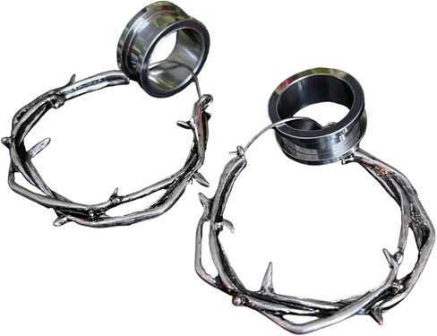 PAIR of Unique Twisted Thorn Hoop Earrings, Use As Regular Earrings or Through Tunnels - 20g - Body Jewelry in Saudi Arabia