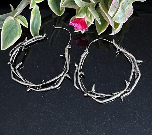 PAIR of Unique Twisted Thorn Hoop Earrings, Use As Regular Earrings or Through Tunnels - 20g - Body Jewelry in Saudi Arabia